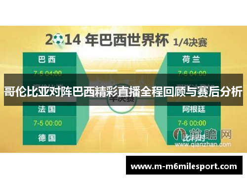 哥伦比亚对阵巴西精彩直播全程回顾与赛后分析